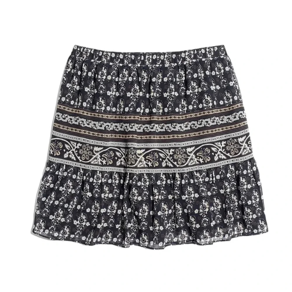 Madewell Artisan Floral Mini Skirt Black Print Size XS - Picture 7 of 10